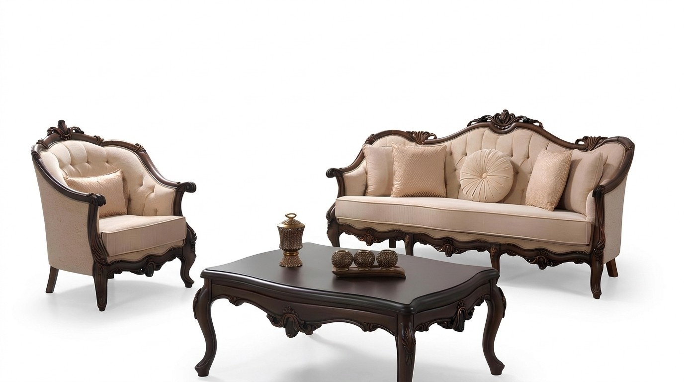 Upholstered sofa Sofa sofa set Couch fabric sofa Beige Chesterfield Set