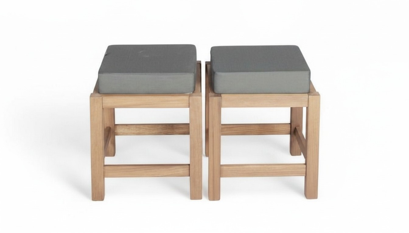 Cushion stool set 2x stools garden stools wooden stools seat stools 40x40