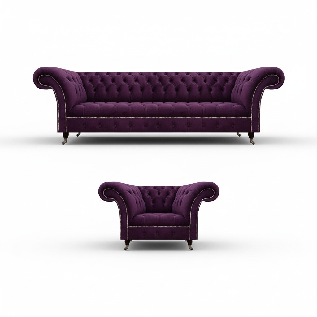 Cushion luxury furniture sofa set 2 pieces design purple textile sofas modern design