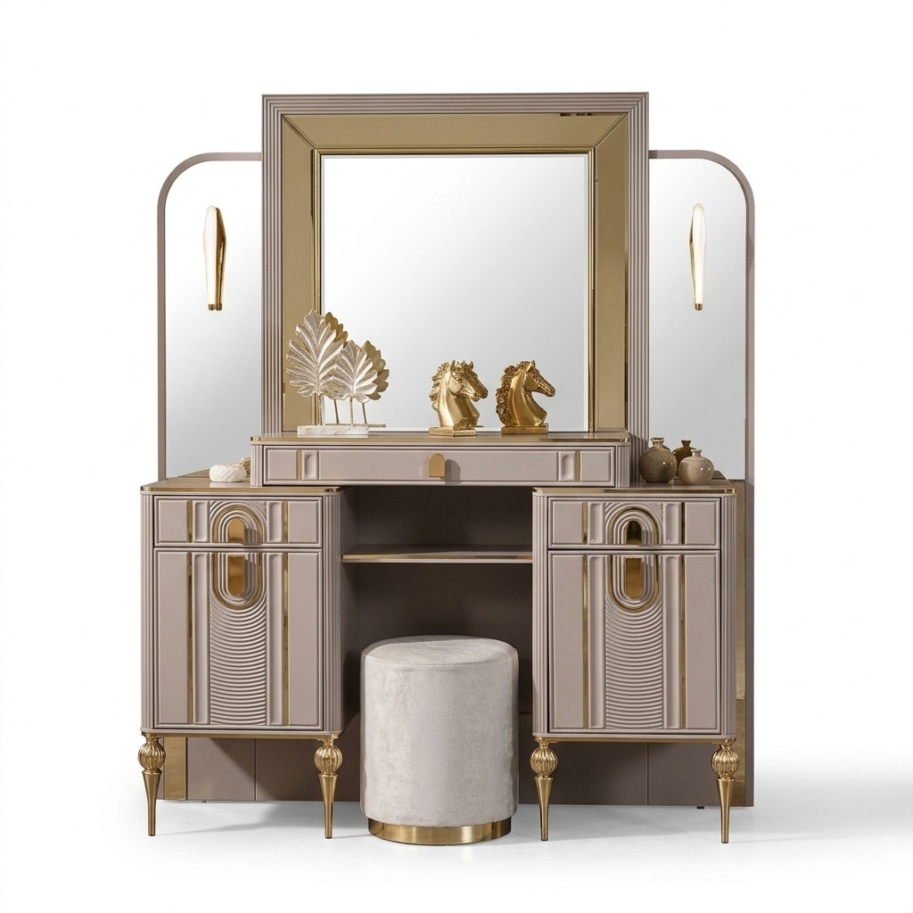 Set of dressing table dressing table make-up console console table beige