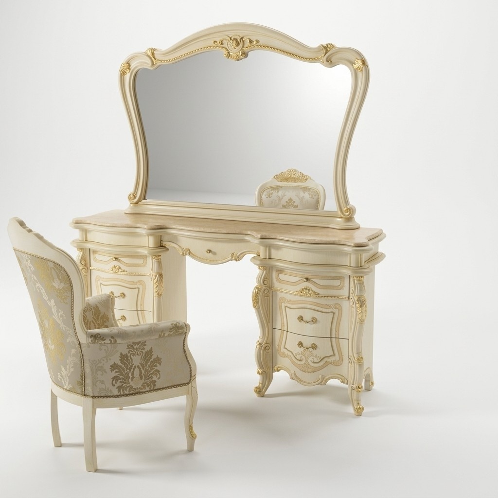 Make-up table + armchair make-up table cosmetic table mirror chest of drawers tables 3-part