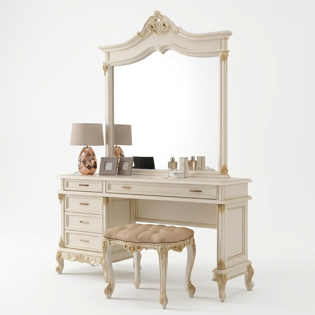 Dressing Table Baroque Rococo Console Tables + Stool Make Up Table Real wood