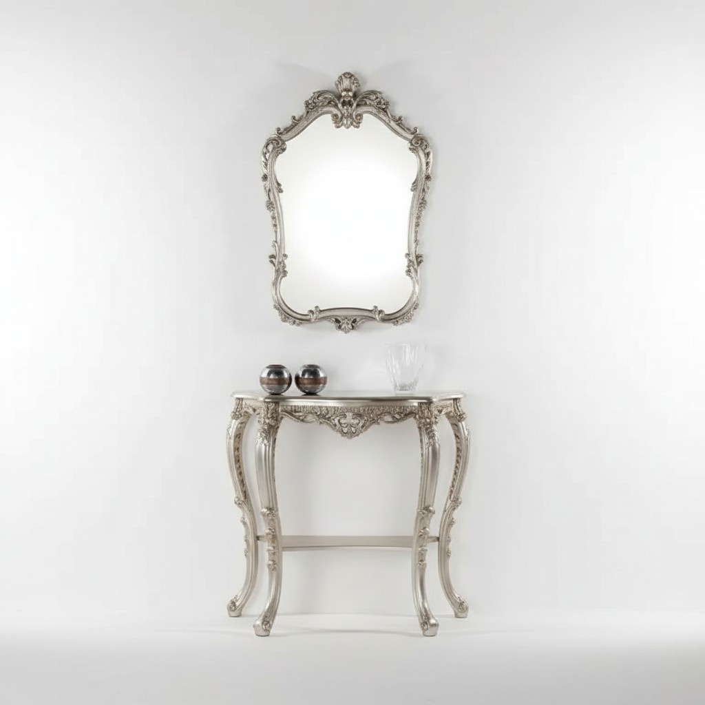 Dressing Table Console Mirror Bedroom Furniture Design Set 2pcs Wood