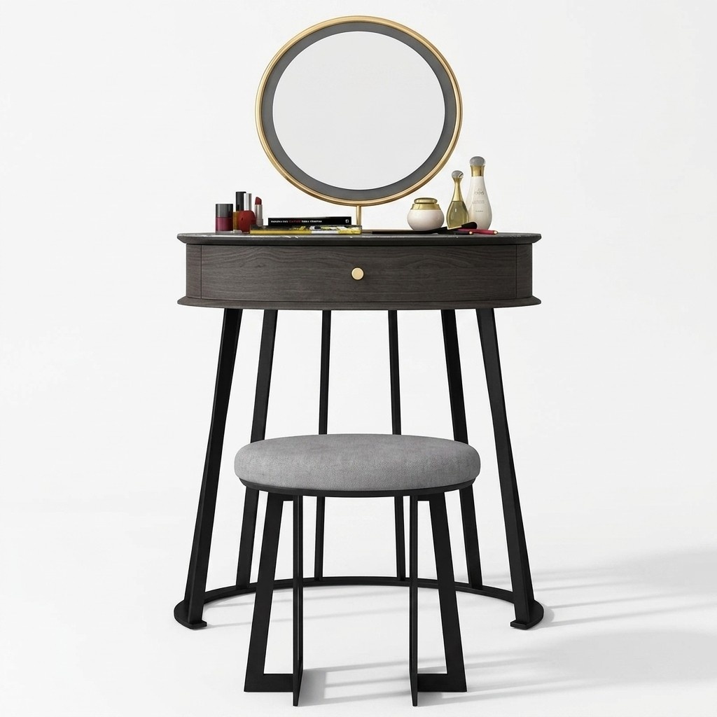 Dressing Table Mirror Chair Luxury Console Dresser Bedroom 2pcs.