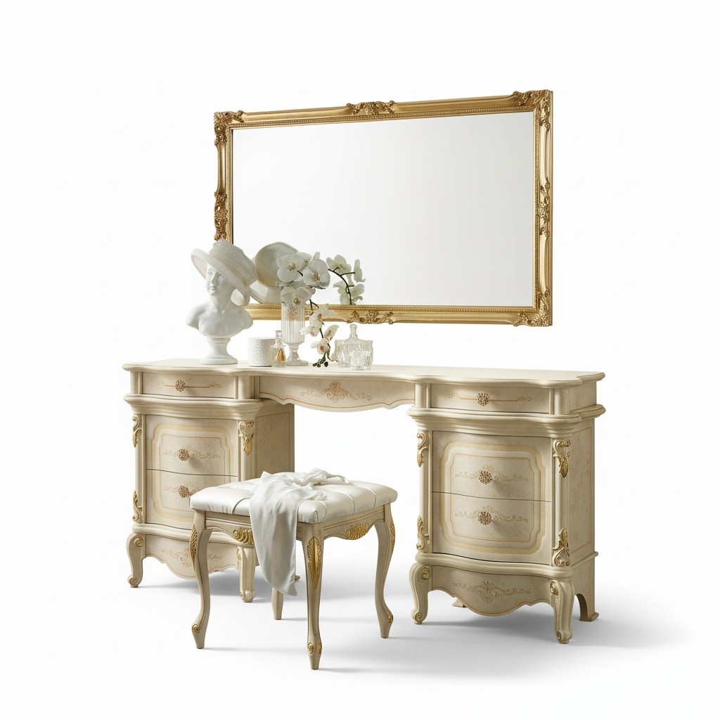 Dressing Table Mirror Consoles Design Furniture Luxury Lowboard Commode Wood Set New