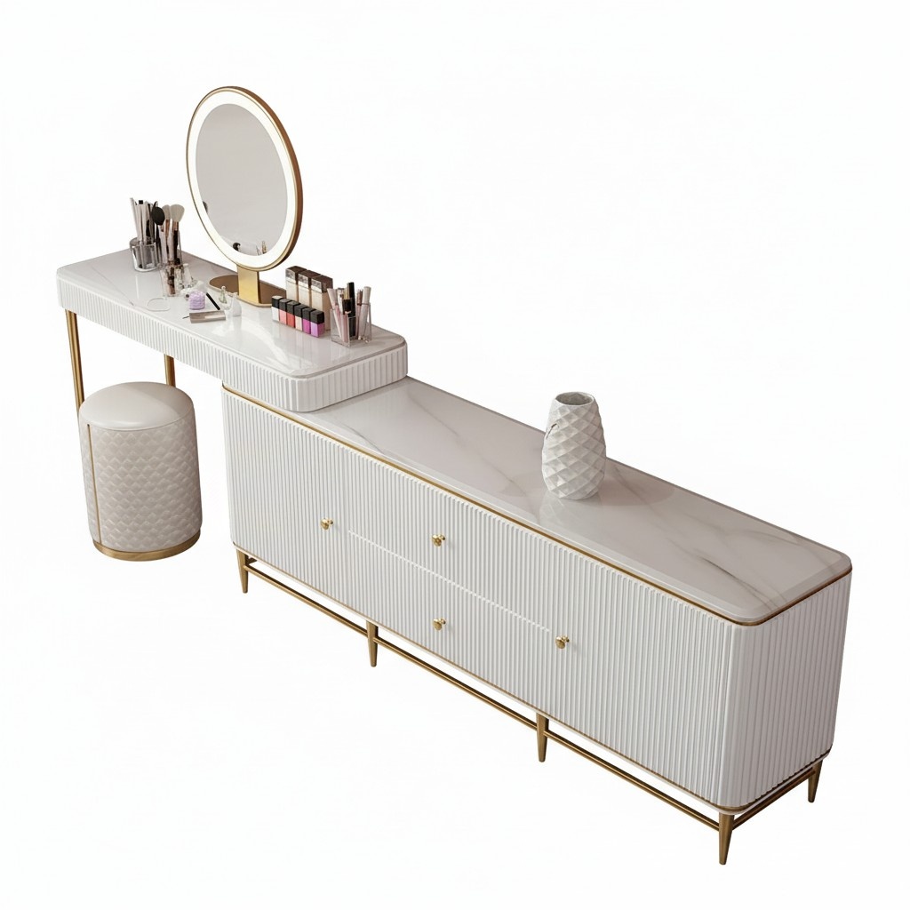 Dressing Table Mirror Luxury Console Dresser Bedroom Tables Bedroom Premium Furniture Stainless Steel
