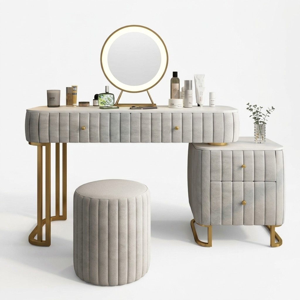Dressing Table Mirror Stool Complete Dresser Bedroom Luxury Furniture