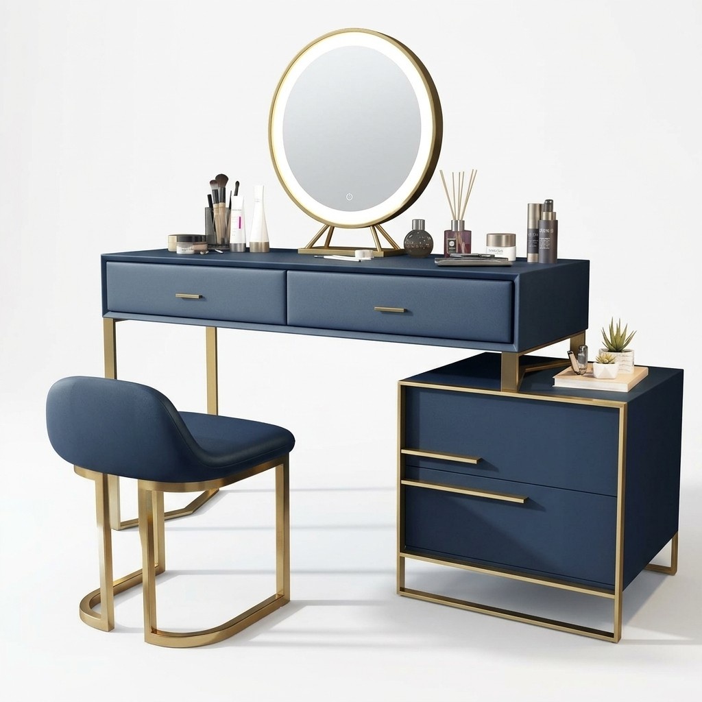Dressing Table Mirror Stool Complete Set Chest of Drawers Bedroom Furniture New