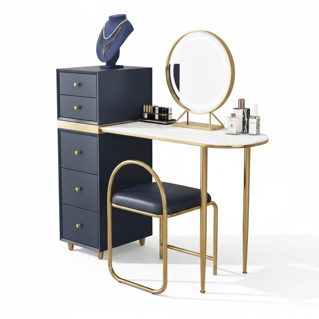 Dressing Table Mirror Stool Set Dresser Bedroom New Make Up
