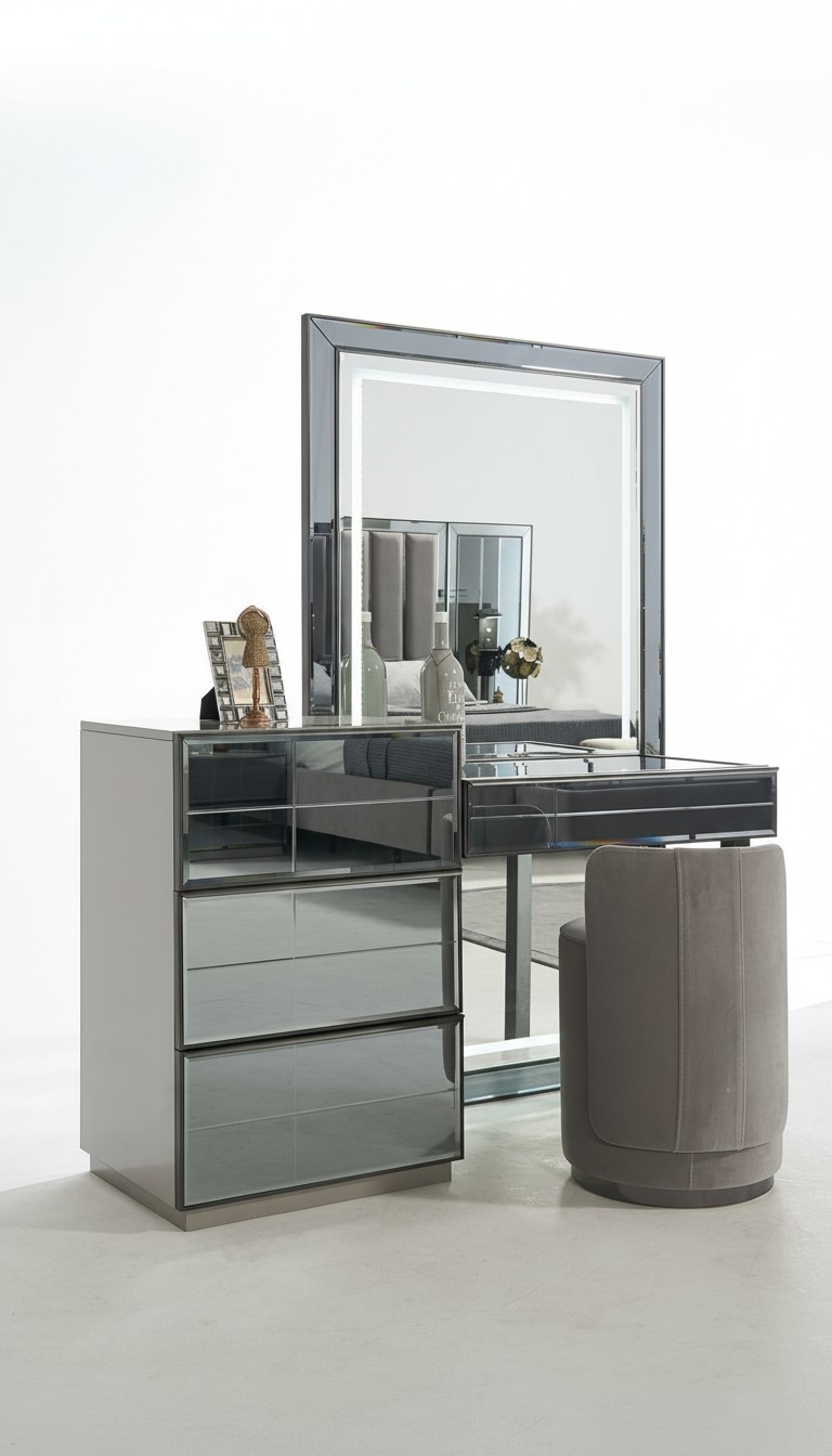 Dressing Table Set Console Bedroom Furniture Design Stool Luxury Table Wood 2tlg