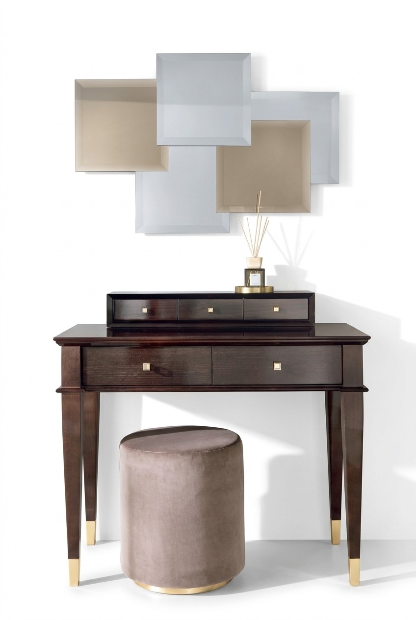 Dressing table stool console table luxury brown bedroom 2pcs