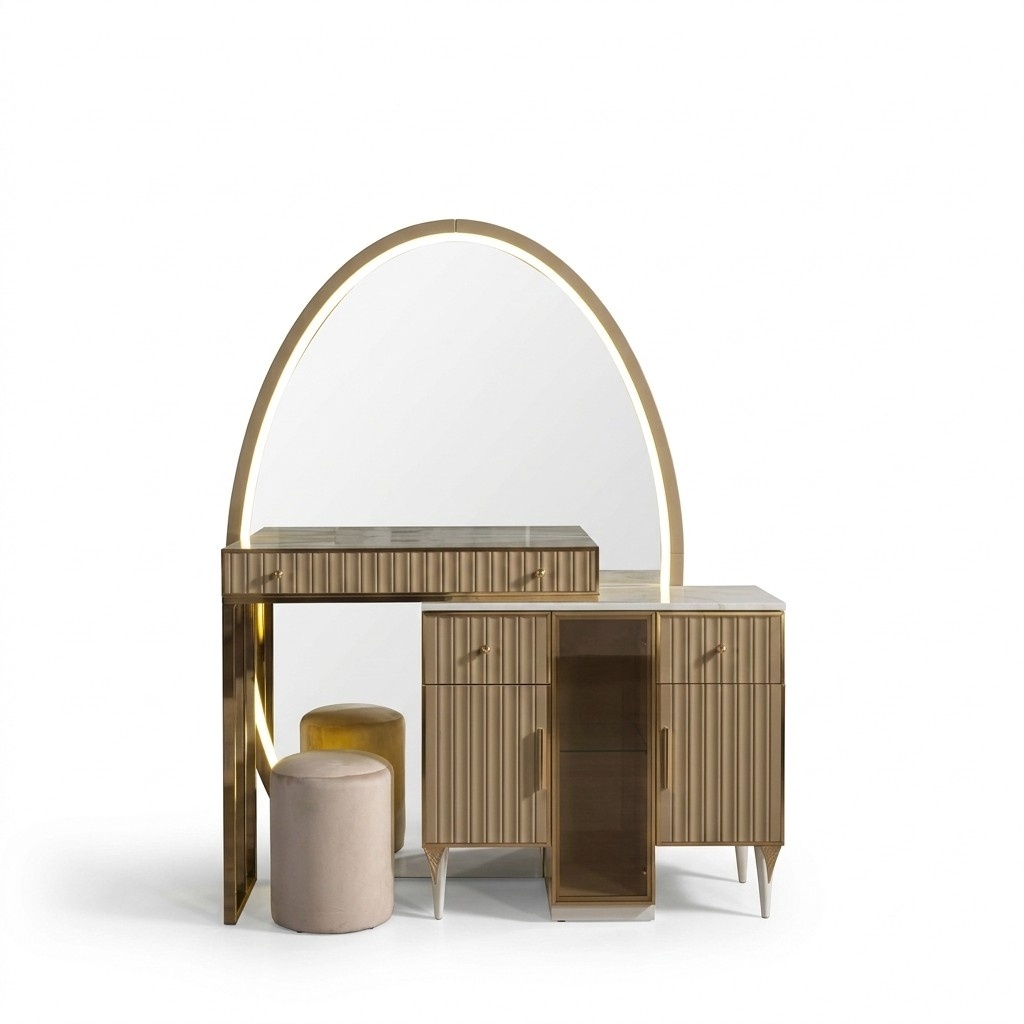 Dressing table with mirror modern wood cosmetic table bedroom
