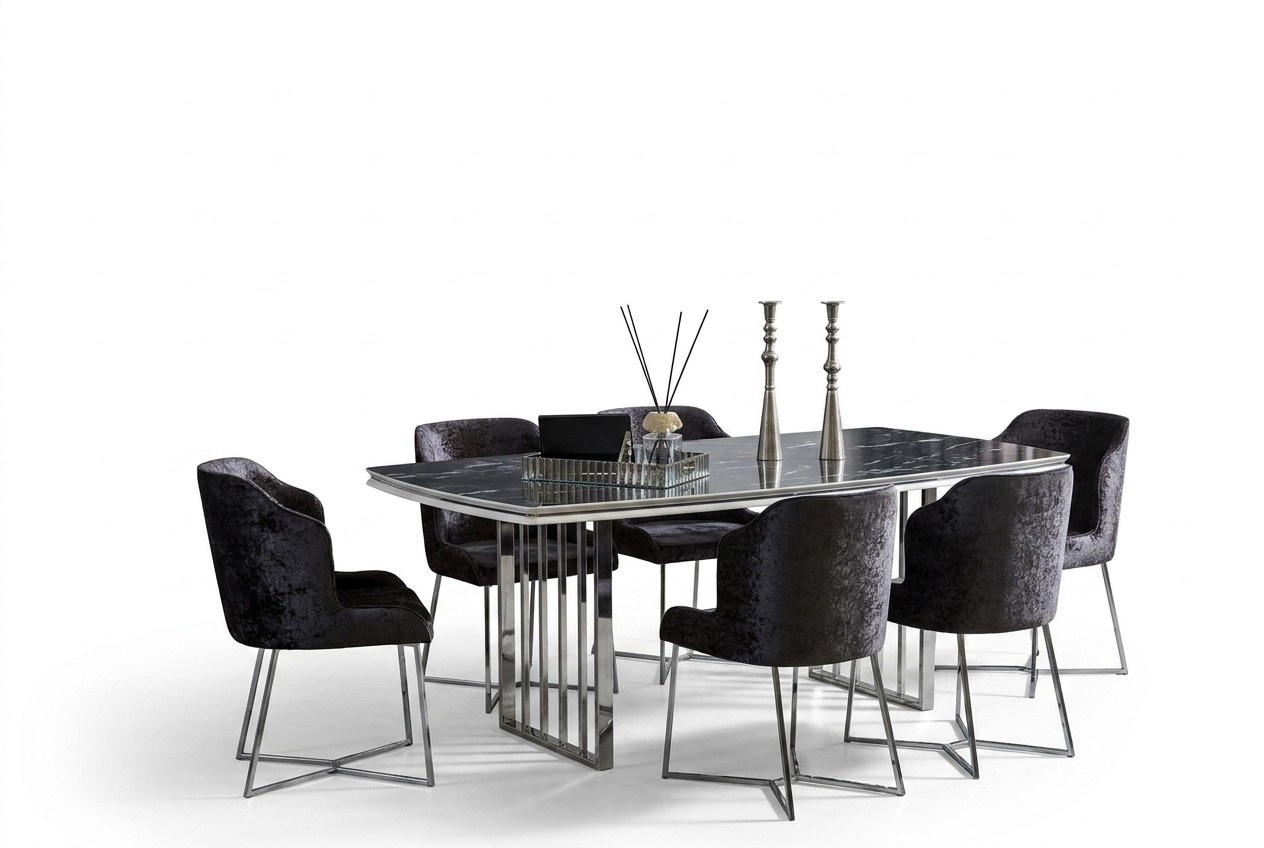 Villa Furniture XXL Sideboard Dining Table Chair Set 7-piece Dining Room Suite.