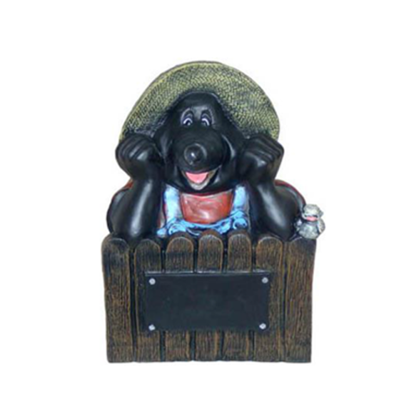 Decorative sculpture designed as a colorful happy mole on a fence 50 cm