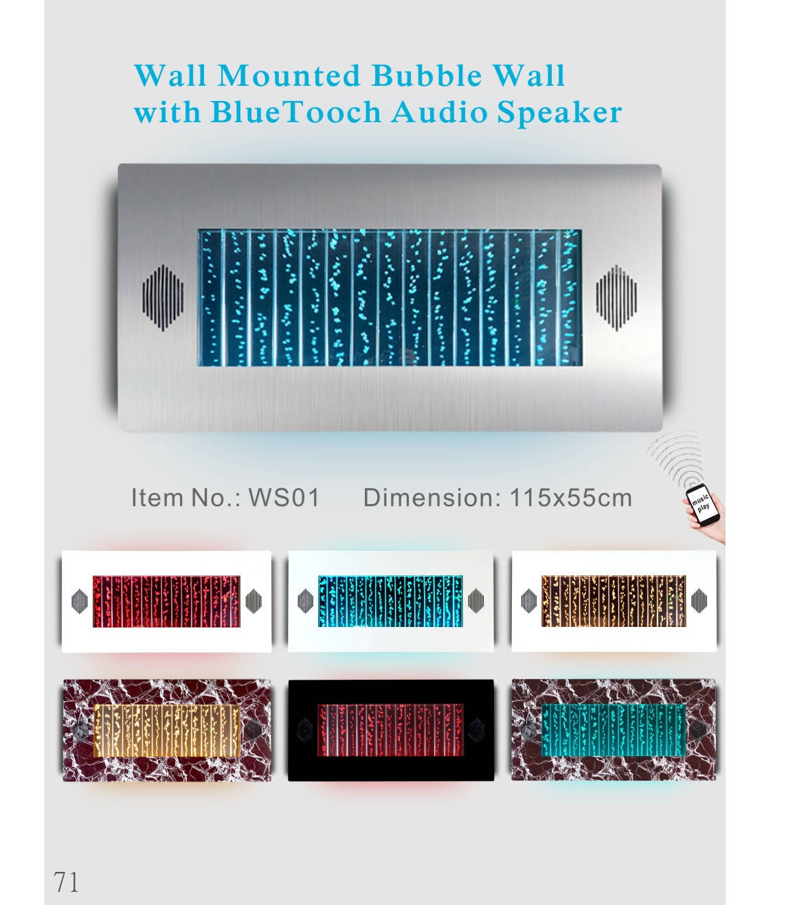 Wall panel led water wall water walls water bubbles wall waterwall 115x55 image