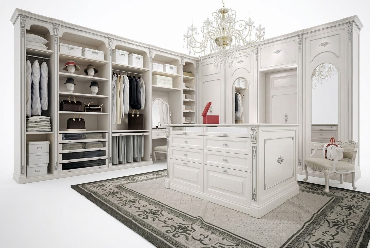 Walk-in closet luxury classic wardrobe changing room custom-made