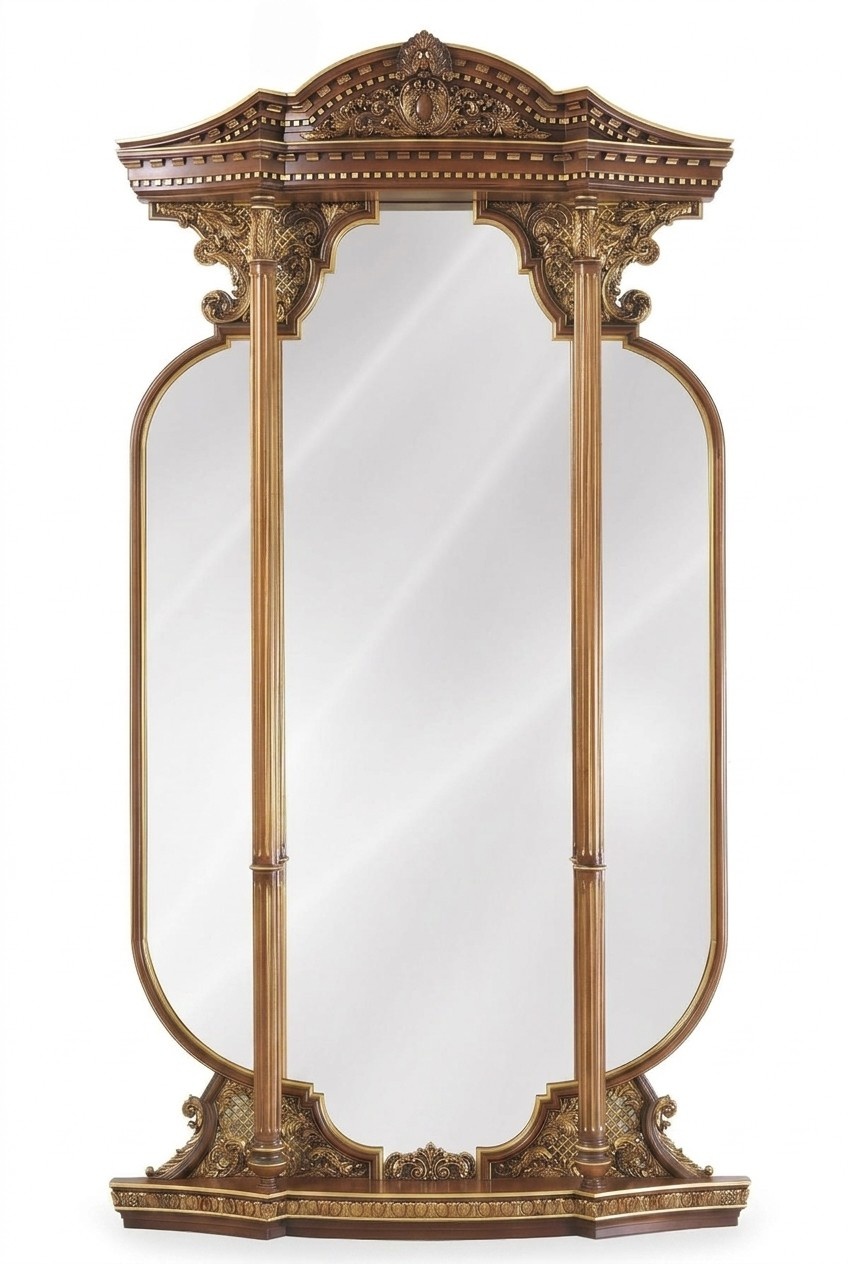 Wall mirror mirror carving Italian furnishing furniture 125x224cm New