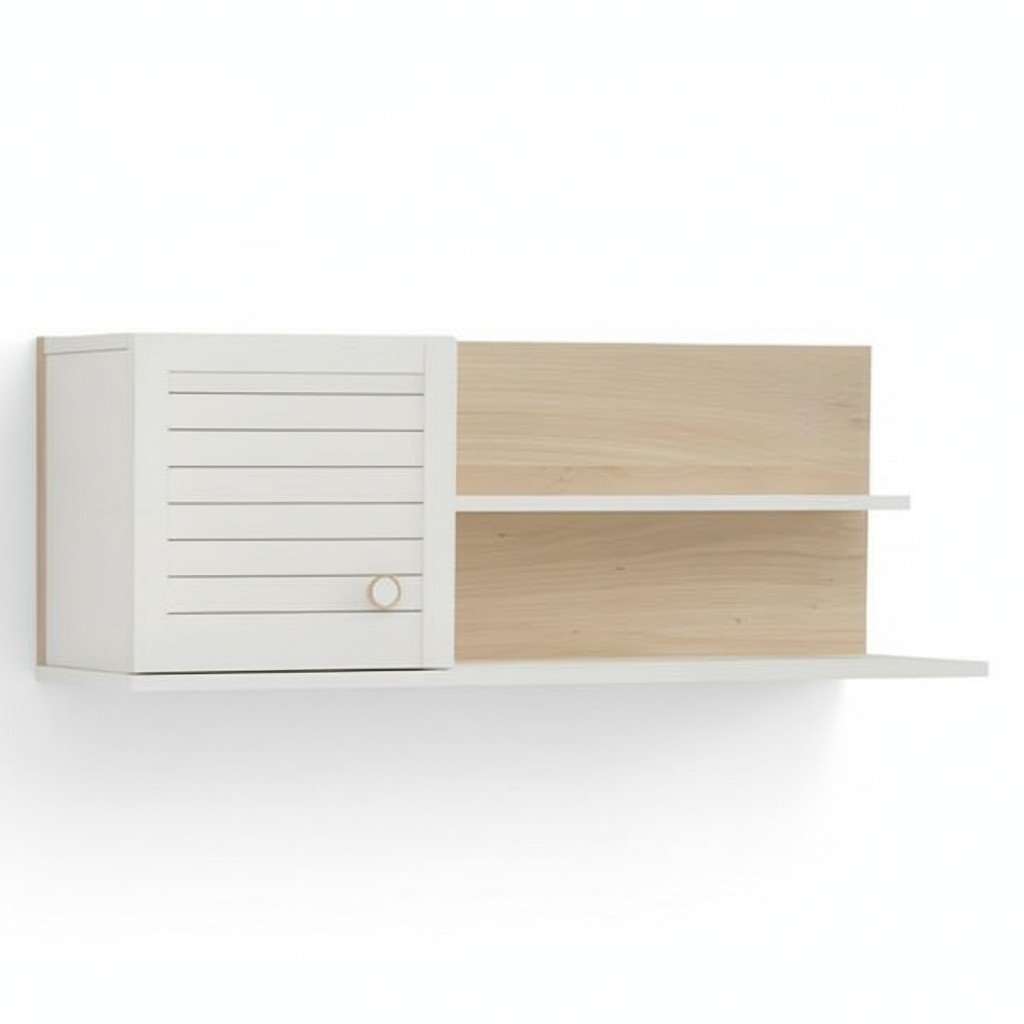 Wall module made of wood in white, modern, elegant design.