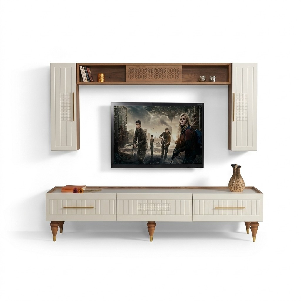 Wall unit living room modern style luxurious wall units shelf 3pcs