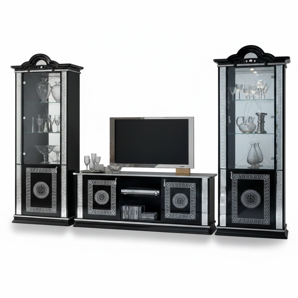 Living Wall Living Room Set Display Cabinet Chest of Drawers Wall Shelf Display Cabinets Living Walls 3 Piece Set