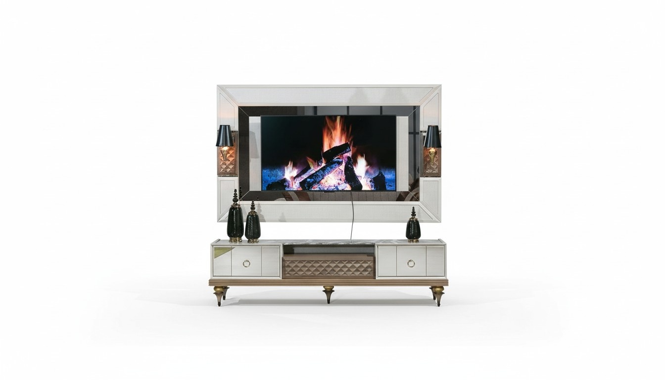 Wall unit rtv tv stand lowboard table wood luxury xxl cabinet