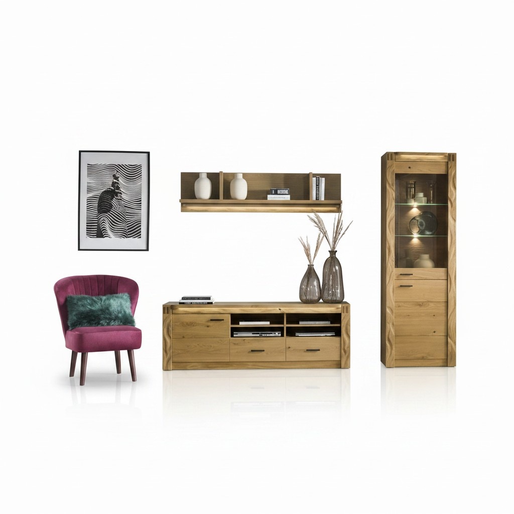 Living room wall unit TV lowboard display cabinet wall shelf designer shelves