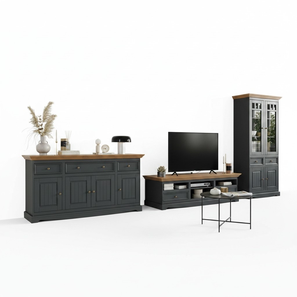 Living wall wood chest of drawers + RTV sideboard Italian country furniture 3pcs set New