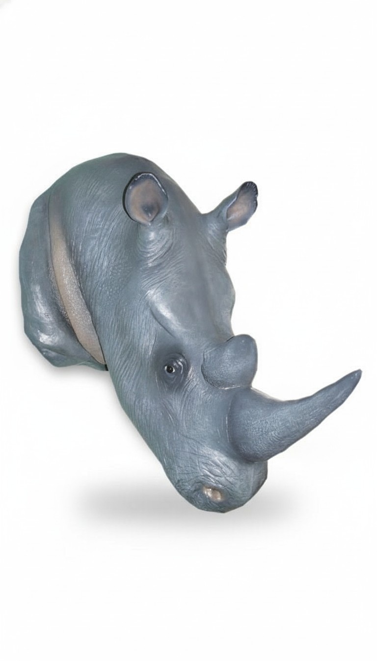 Decorative wall sculpture designed as an original colored rhino head 160x83x140cm