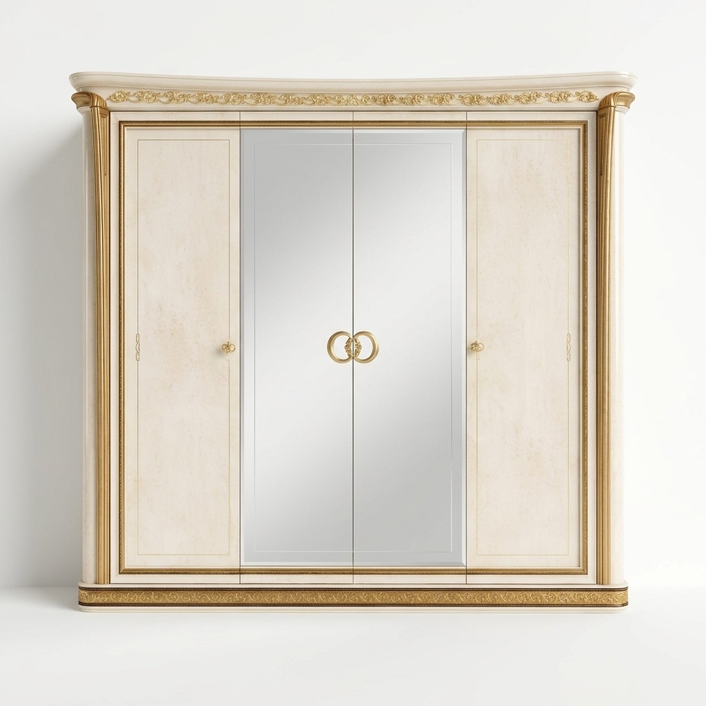 Bedroom wardrobe with 4 swing doors in antique style italian furniture arredoclassic™