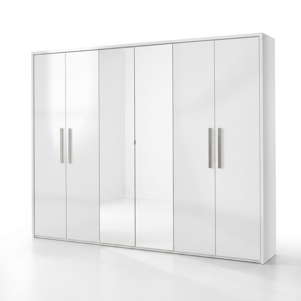 Closet 6 Doors Clothes Closet Designer Furniture Cabinets Mirror Furniture New