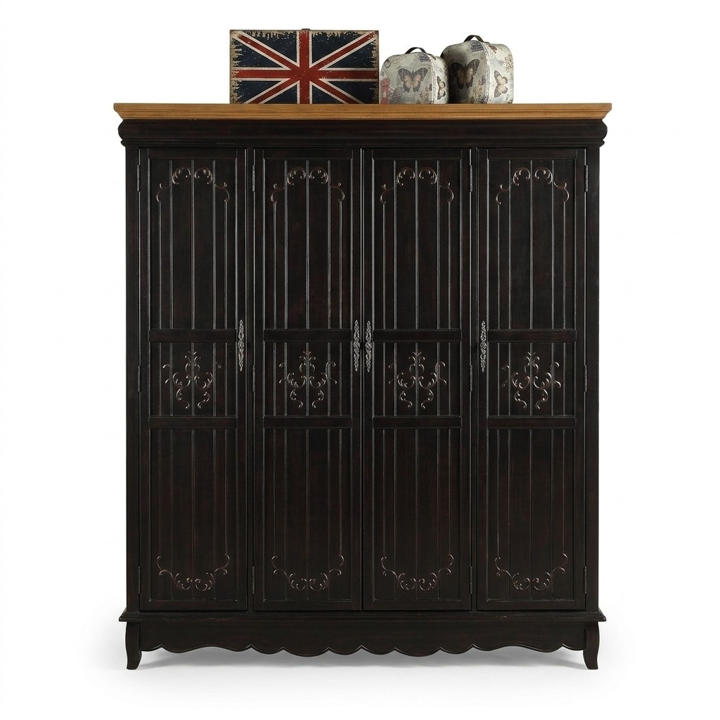 Closet Antique Style Wardrobe Black Country Furniture Bedroom