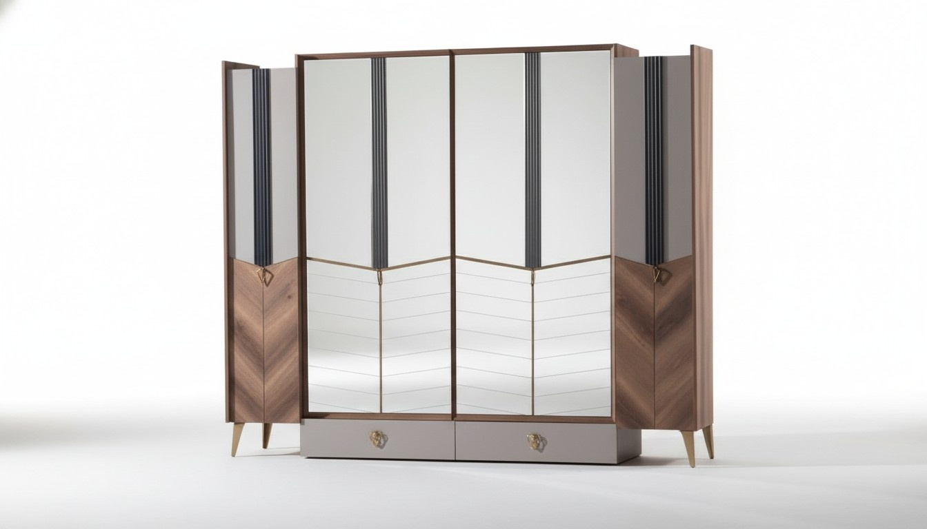 Wardrobe Bedroom Modern Furniture Brown Wood Luxury Design High Quality