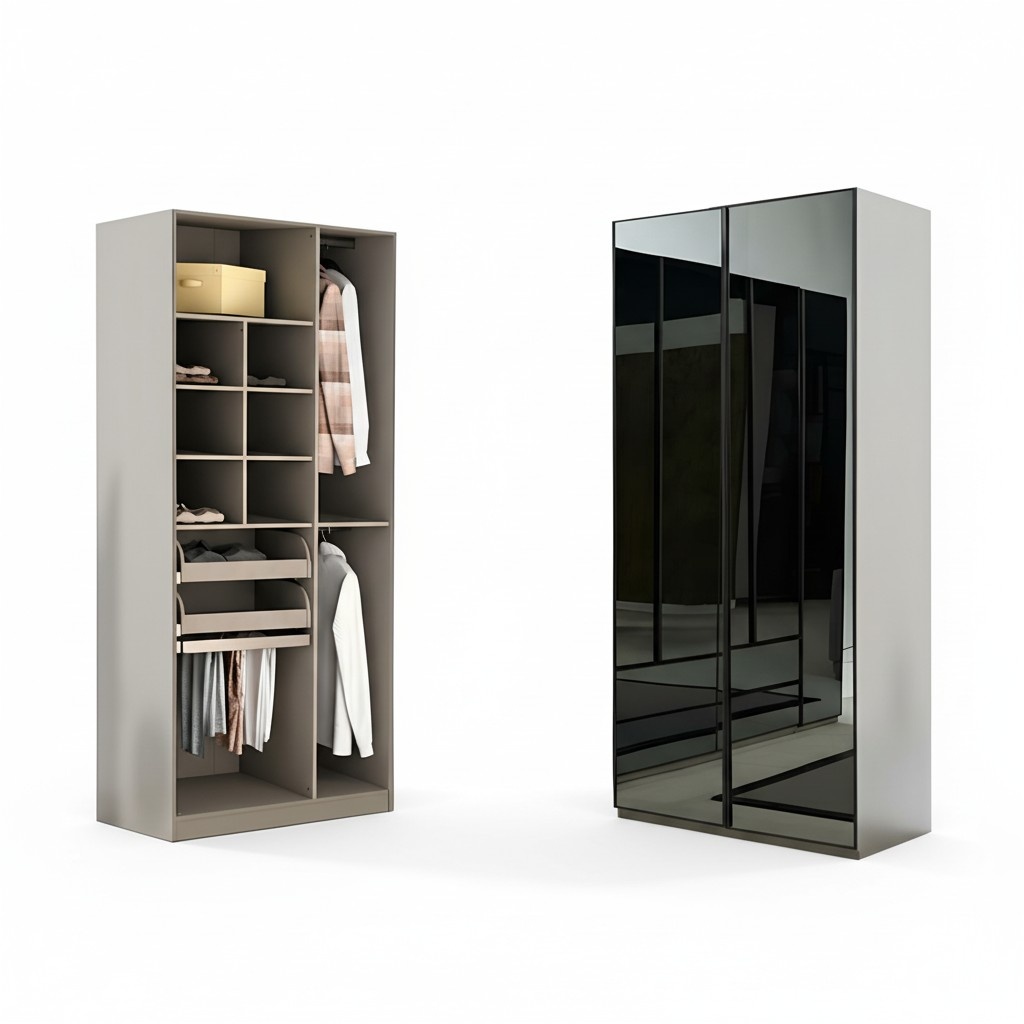 Wardrobe Cupboard Multipurpose Wardrobe Grey Material Wood Wardrobes