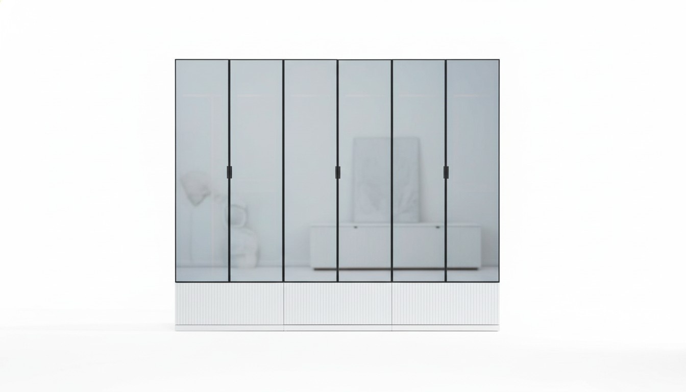 Wardrobe Wardrobe Wood Modern White Mirror Clothes Bedroom