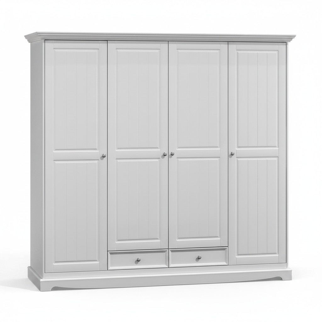 Wardrobe Wardrobe Classic Wood Country White New