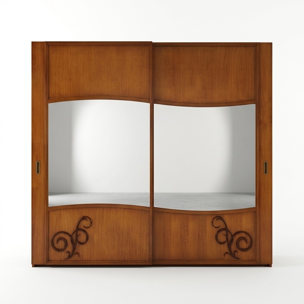 Wardrobe Wardrobe with Sliding Doors Bedroom Wall Cabinets Wood Mirror
