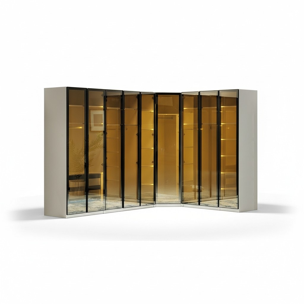 Wardrobe Corner wardrobe Cabinet Bedroom Glass cabinet Modern Loft