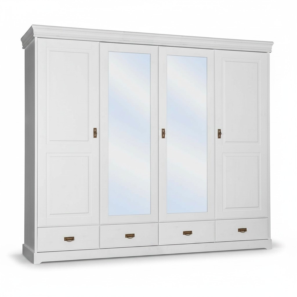 Wardrobe Country Style Shelf Cupboard Clothes Wardrobes Wood Furniture White