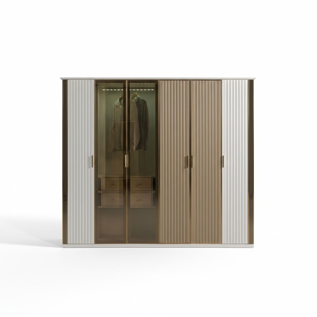 Wardrobe Glass Luxury Design Modern Bedroom 234 cm Large