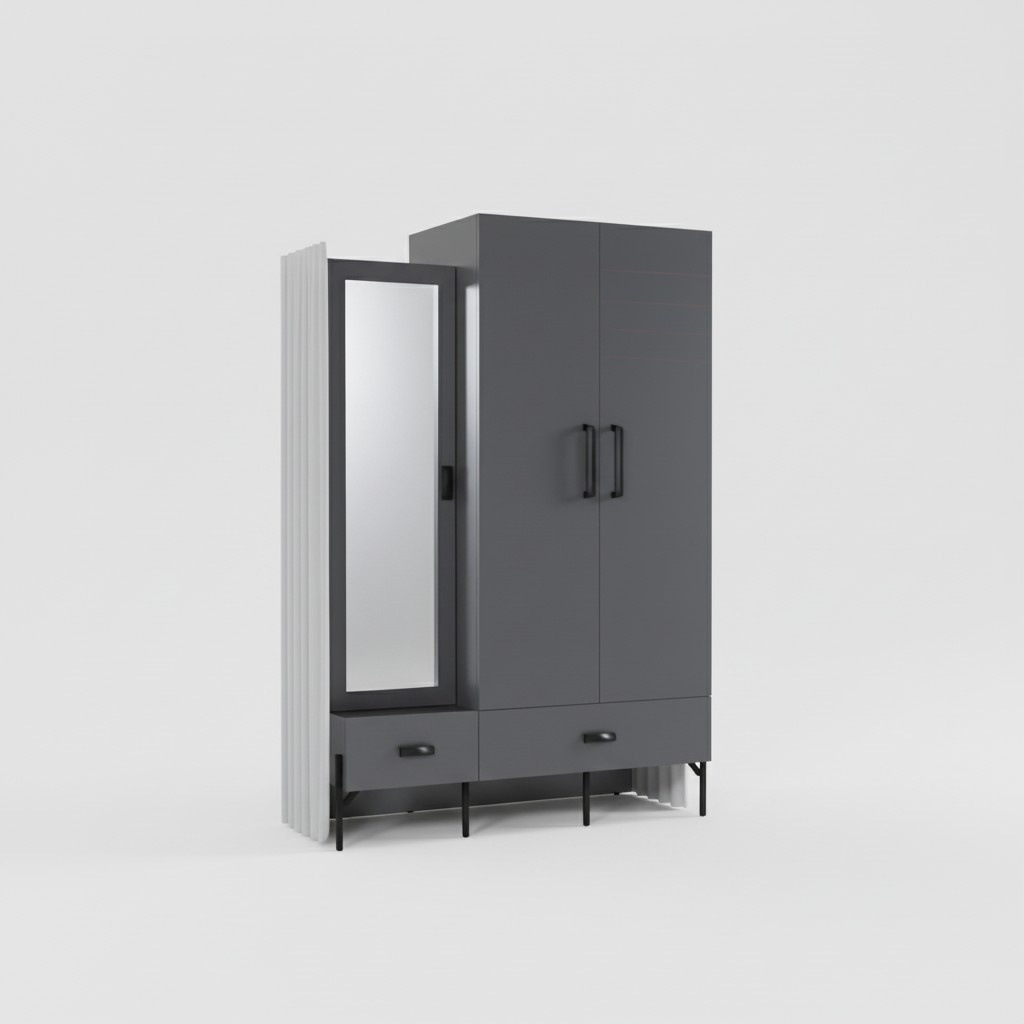 Wardrobe Grey Wardrobes Bedroom Wood Furniture Furnishings 134cm