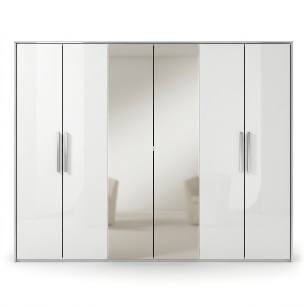 Wardrobe Mirror Bedroom Wardrobes Cupboard Wall Unit 6 Doors Wood