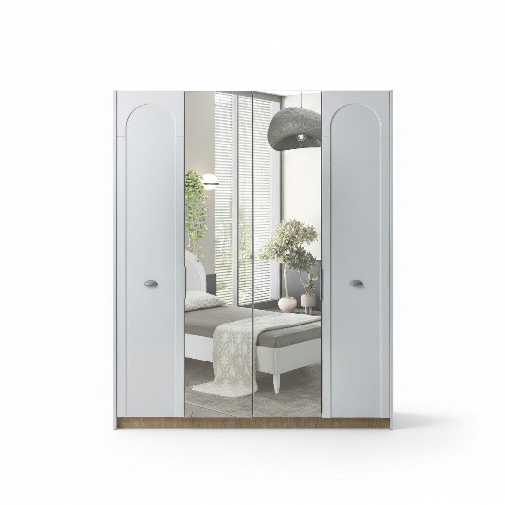 Wardrobe Mirror Elegant Design White Stylish Children\'s Room Design