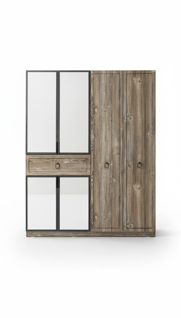 Wardrobe mirror storage black clothing practical storage furniture