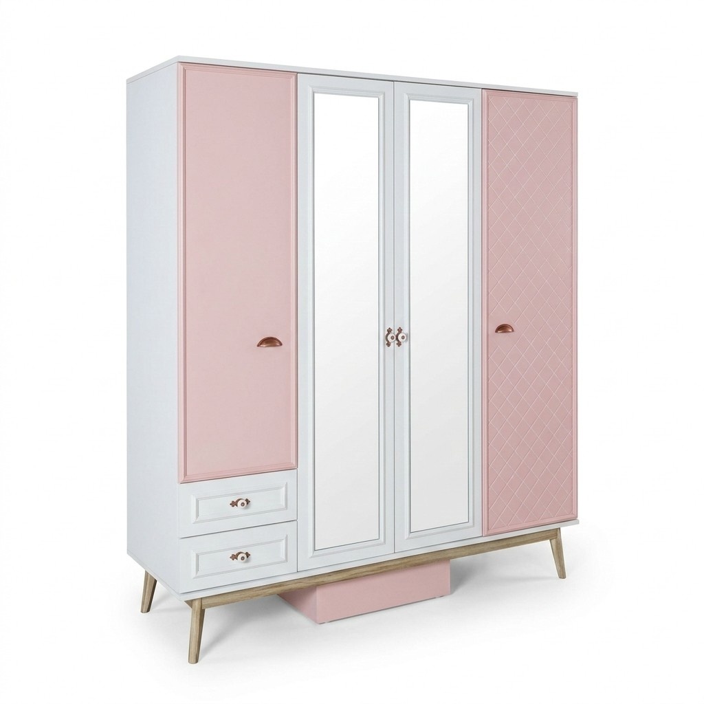 Wardrobe Modern Wooden Wardrobe Youth Room Shelf Cupboard Girls Pink