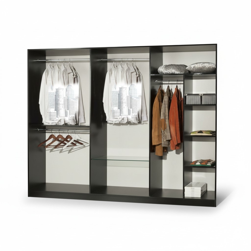 Modern style luxury massive XXL wardrobe with shelves, italian furniture