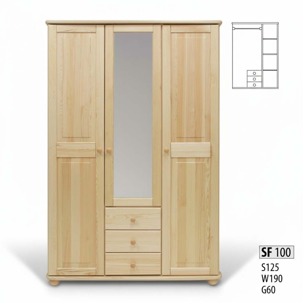 Pine wardrobe solid wood bedroom cabinet furniture country house new