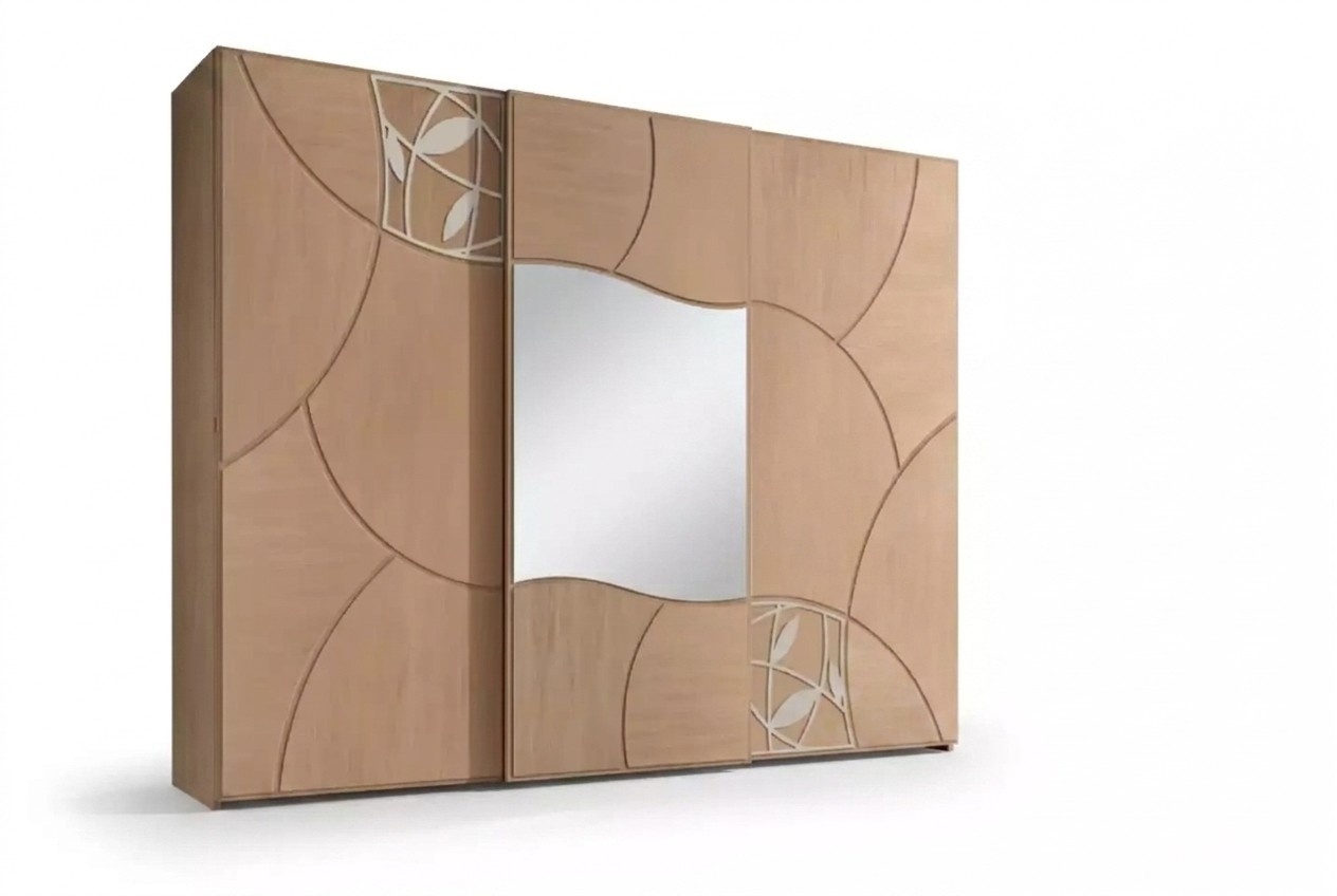 Wardrobe Sliding Doors Bedroom Wall Wood Mirror New
