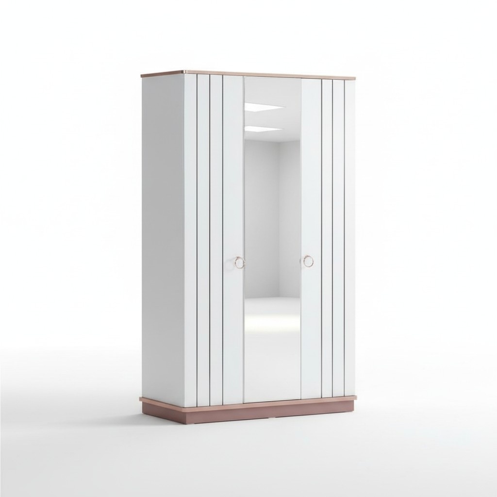 Wardrobe white with mirror and modern accents elegant style design