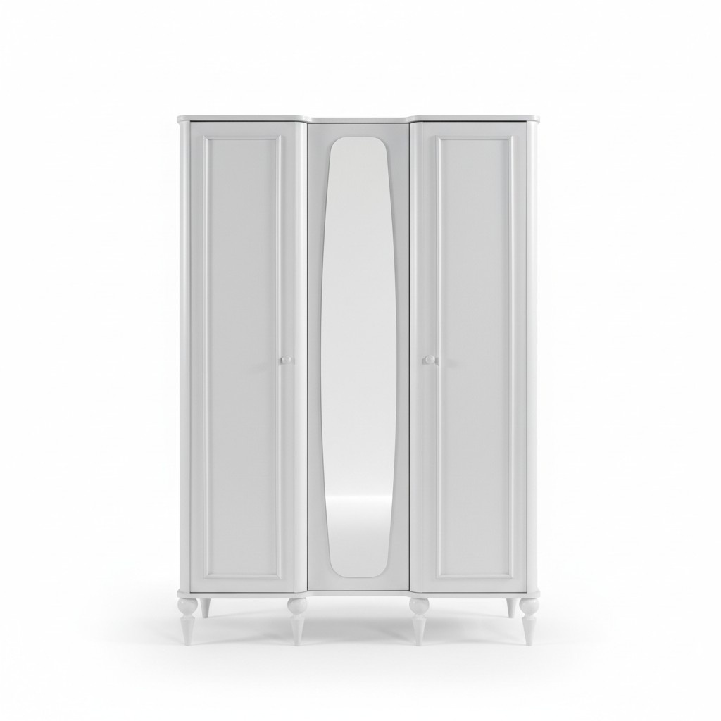 Wardrobe with Mirror Modern White Bedroom Wardrobe Cupboards