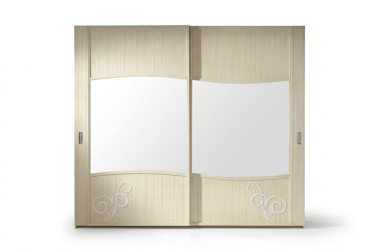 Wardrobe with Sliding Doors Bedroom Cupboard Wall Cabinets White Mirror